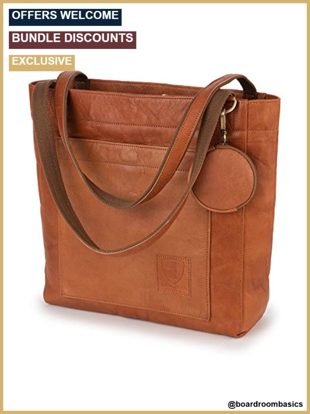 Vintage Full Grain Leather Tote Bag Handcrafted TÜV Certified Fits 13 Laptop